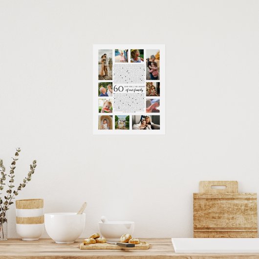 60ハートの私たちの家族の写真の誕生日50位 ポスター (キッチン)