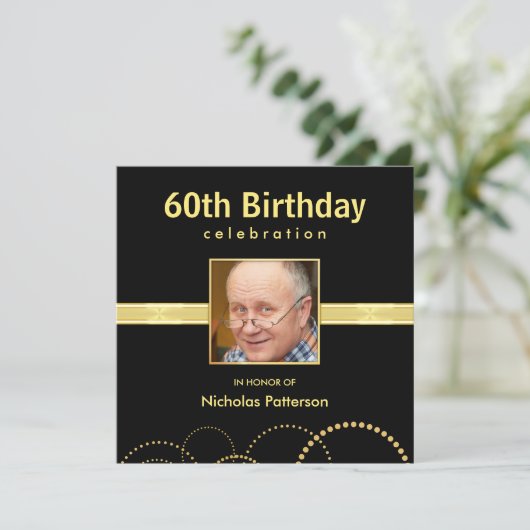 60バースデーパーティ招待状-カスタム写真 招待状 (スタンド正面)
