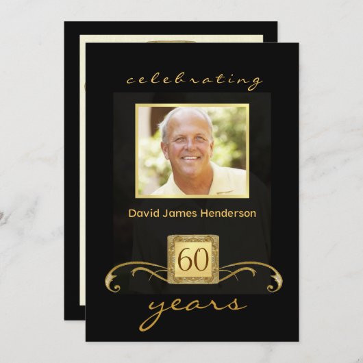 60バースデーパーティ招待状- 男性へ 招待状 (正面/裏面)