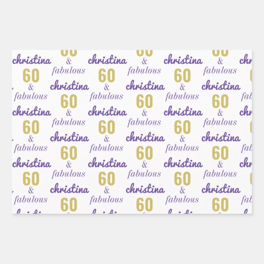 60パーソナライズされたと素晴らしい60番目の誕生日ギフト ラッピングペーパーシート (正面)