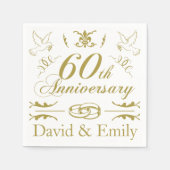 60パーソナライズされた年結婚記念 スタンダードカクテルナプキン (正面)