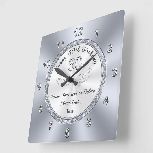 60パーソナライズされた歳の女性の誕生日贈り物 スクエア壁時計 (傾斜)