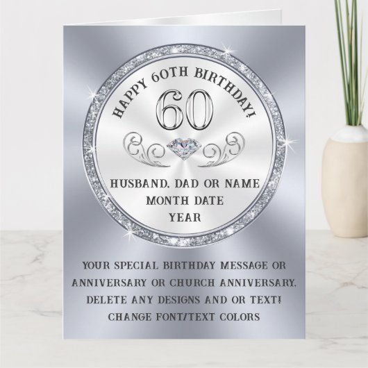 60パーソナライズされた番目の大きな誕生日カード カード (正面)