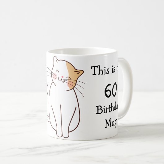 60パーソナライズされた番目の誕生日マグカップ コーヒーマグカップ (正面右)