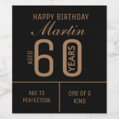 60パーソナライズされた番目の誕生日ワインラベル ワインラベル (シングルラベル)