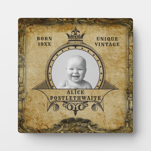 60パーソナライズされた番目の誕生日ヴィンテージ写真テンプレート フォトプラーク (正面)