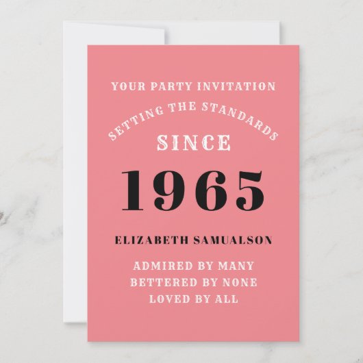 60パーソナライズされた番目の誕生日名前を追加ピンク 招待状 (正面)