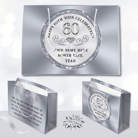 60パーソナライズされた番目の誕生日抱き枕、任意の大事な行事 ラージペーパーバッグ