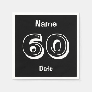 60パーソナライズされた誕生日ブラックパーティーナプキンス スタンダードカクテルナプキン