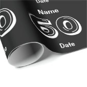 60パーソナライズされた誕生日ブラックラッピング紙 ラッピングペーパー (ロールコーナー)