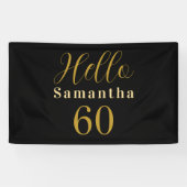 60パーソナライズされた誕生日ブラック金ゴールド誕生日 横断幕 (横)