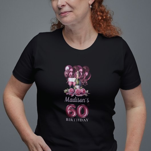 60パーソナライズされた誕生日高級ワイン&バルーン Tシャツ