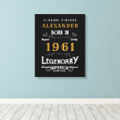 60パーソナライズされた誕生日1961生まれヴィンテージ黒 キャンバスプリント (インサイチュ (ウッドフロア))