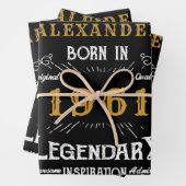 60パーソナライズされた誕生日1961生まれヴィンテージ黒 ラッピングペーパーシート (インサイチュ)