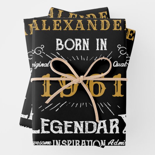 60パーソナライズされた誕生日1961生まれヴィンテージ黒 ラッピングペーパーシート (インサイチュ)