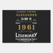 60パーソナライズされた誕生日1961生まれヴィンテージ黒 ラッピングペーパーシート (正面)
