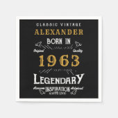 60パーソナライズされた誕生日1963伝説的な名前を追加 スタンダードカクテルナプキン (正面)