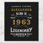 60パーソナライズされた誕生日1963伝説的な名前を追加 ワインラベル (シングルラベル)