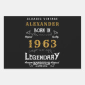 60パーソナライズされた誕生日1963生まれヴィンテージ黒 ラッピングペーパーシート (正面3)