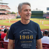 60パーソナライズされた誕生日1966名前ブルー金ゴールド Tシャツ