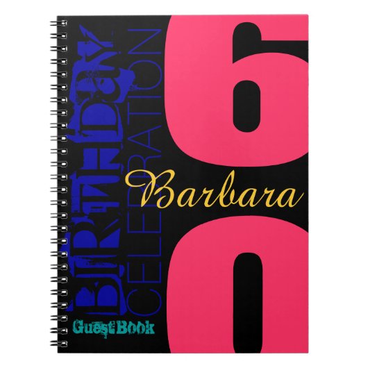 60パーソナライズされたth誕生日ポップ・アートのゲストブック ノートブック (正面)