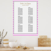 60ピンク/白ストライプ枠結婚付き座席表 ポスター (キッチン)