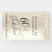 60ファブラスグリッターシャンパン金ゴールド誕生日 横断幕 (横)