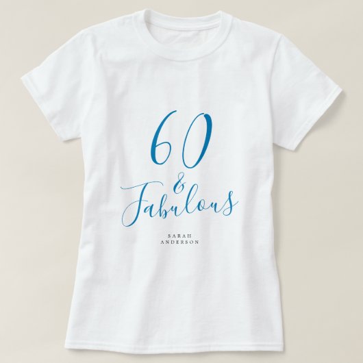 60ファブルブルー名前をカスタムする60th誕生日ギフト tシャツ (デザイン正面)