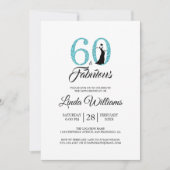 60ファブルーズブルーグリッター60thバースデーパーティー 招待状 (正面)