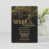 60ファンタスティック金ゴールド/ブラックマーブルエレガント誕生日 招待状 (スタンド正面)
