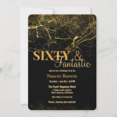 60ファンタスティック金ゴールド/ブラックマーブルエレガント誕生日 招待状 (正面)