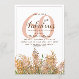 60フェイブルースパンパスグラスオンホワイト誕生日 招待状