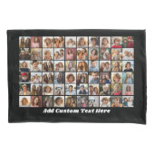 60フォトコラージグリッド – スクリプト文字 – 黒 枕カバー (正面)