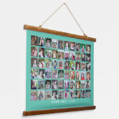 60フォトコラージモンタージュと文字 – カラー編集可能 吊り下げ型タペストリー (傾斜あり)
