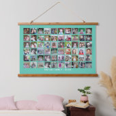 60フォトコラージモンタージュと文字 – カラー編集可能 吊り下げ型タペストリー (寝室)