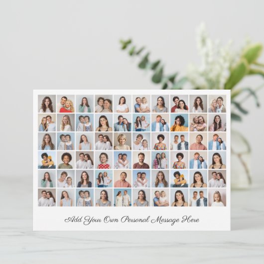 60フォトコラージュあいさつ文の編集可能な色を追加 招待状 (スタンド正面)