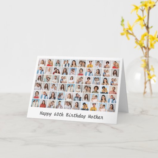 60フォトコラージュ任意の名前と年齢の誕生日カードの追加 カード (黄色い花)