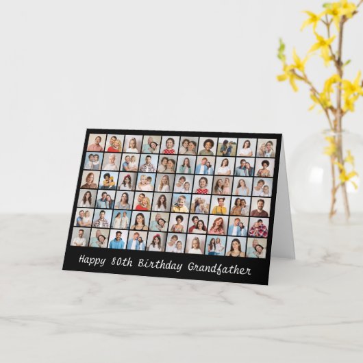 60フォトコラージュ任意の名前と年齢の誕生日カードの追加 カード (黄色い花)