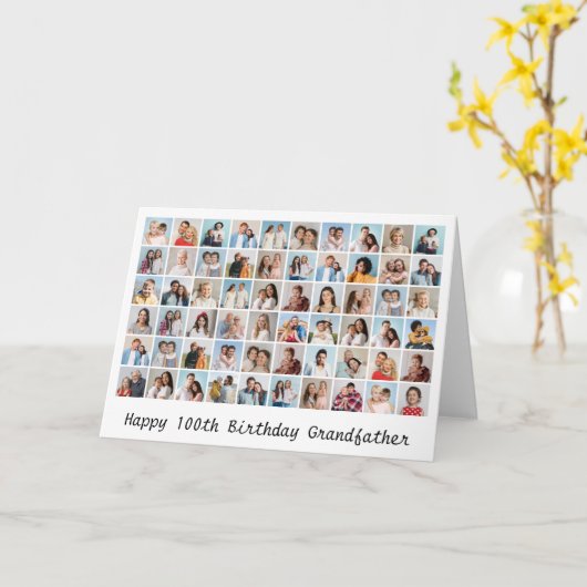 60フォトコラージュ任意の名前と年齢の誕生日カードの追加 カード (黄色い花)