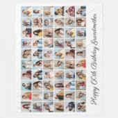 60フォトコラージュ任意の名前と年齢の追加誕生日 フリースブランケット (正面)