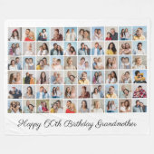 60フォトコラージュ任意の名前と年齢の追加誕生日 フリースブランケット (正面(横))