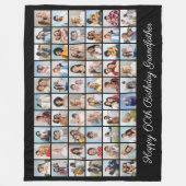 60フォトコラージュ任意の名前と年齢の追加誕生日 フリースブランケット (正面)