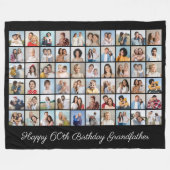 60フォトコラージュ任意の名前と年齢の追加誕生日 フリースブランケット (正面(横))