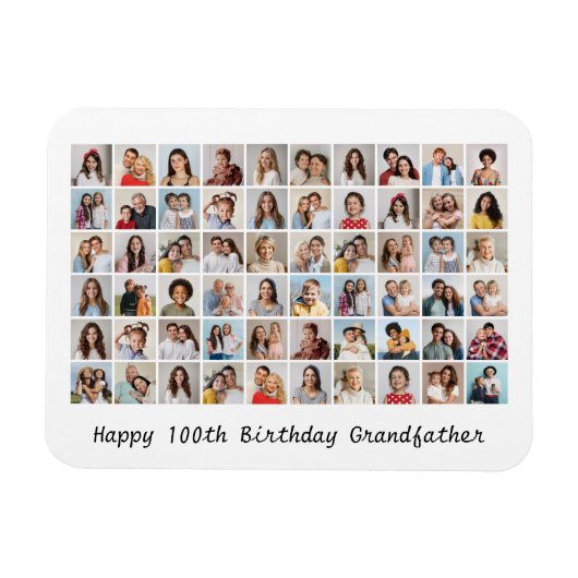 60フォトコラージュ任意の名前と年齢の追加誕生日 マグネット (横)