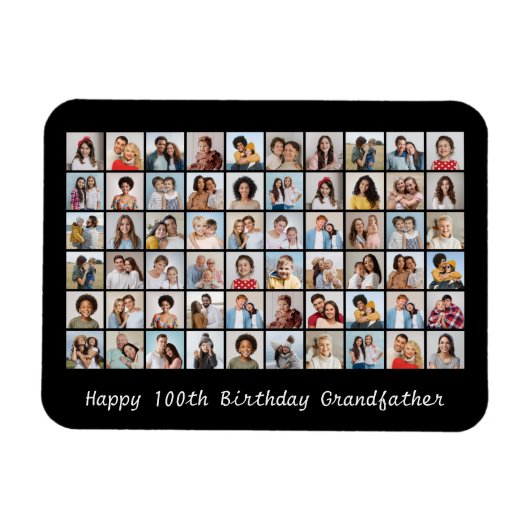 60フォトコラージュ任意の名前と年齢の追加誕生日 マグネット (横)