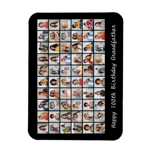 60フォトコラージュ任意の名前と年齢の追加誕生日 マグネット (縦)