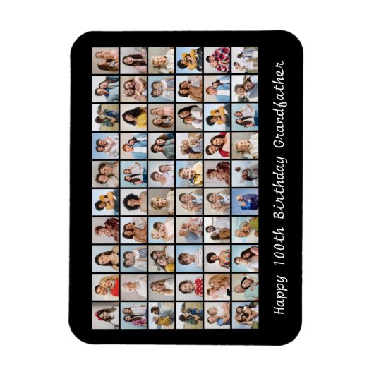 60フォトコラージュ任意の名前と年齢の追加誕生日 マグネット (縦)