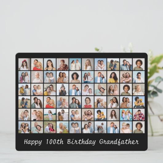 60フォトコラージュ任意の年齢と名前の誕生日カードの追加 (スタンド正面)