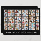 60フォトコラージュ任意の年齢と名前の誕生日カードの追加 (正面/裏面)