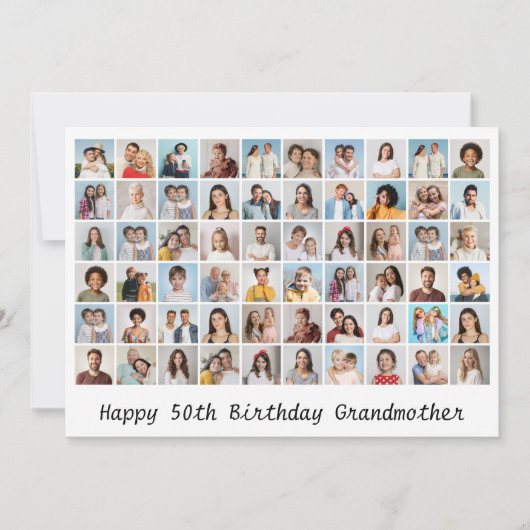 60フォトコラージュ名前/あいさつ文誕生日カード (正面)